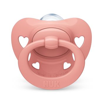 Силиконова залъгалка 0-6 м. розова NUK Signature + кутийка