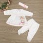 Бебешки комплект от три части - Cute bear girl - екрю