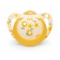 Каучукова залъгалка 6-18 м. жълта с цветя NUK Star + кутийка