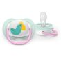 Комплект от 2 броя ортодонтски залъгалки, Ultra Air Happy 0-6m, Philips AVENT - Папагал/Ягода