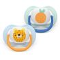 Комплект от 2 броя ортодонтски залъгалки, Ultra Air Happy 0-6m, Philips AVENT - Плод/Мече в синьо