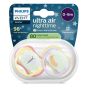 Комплект от 2 броя светещи ортодонтични залъгалки,Ultra Air NightTime 0-6m, Philips AVENT - Пеперуда и гъсеница