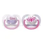 Комплект от 2 броя ортодонтични залъгалки, Ultra Air Happy 0-6m+, Philips AVENT - надпис Love и Пеперуда