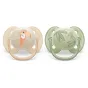 Комплект от 2 броя ортодонтични залъгалки, Ultra Soft 0-6м, Philips AVENT - Тукан и Листа