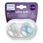 Комплект от 2 броя ортодонтични залъгалки, Ultra Soft 6-18м, Philips AVENT - Пиле и Перо
