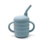Силиконова чашка със сламка - синя