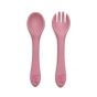 Силиконови прибори виличка и лъжичка - Тъмно Розов