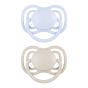 Комплект 2 броя симетрични силиконови залъгалки Dental Air NUDE, Blue 0–6 м – Canpol