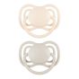 Комплект 2 броя симетрични силиконови залъгалки Dental Air NUDE, Cream 0–6 м – Canpol