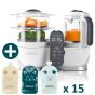 Уред за готвене Nutribaby Plus и 15 броя ISY Паучове за бебешки пюрета - Babymoov