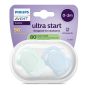 Комплект от 2 броя ортодонтични залъгалки за новородени, Ultra Start 0-2м, Philips AVENT - Синьо и Зелено
