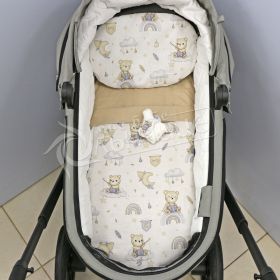 Двулицев летен комплект за количка - Buddy Bear Beige