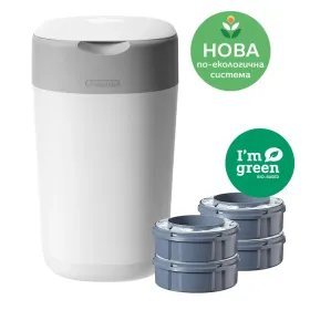 Хигиенен кош за памперси Twist and Click бял + 4 бр. резервни касети - Tommee Tippee