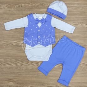 Бебешки елегантен комплект с елек и боди с папионка