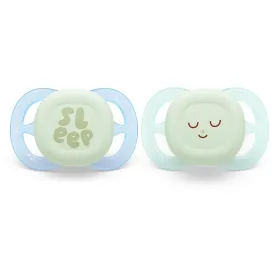 Комплект от 2 броя ортодонтични залъгалки за новородени, Ultra Start Night 0-2м, Philips AVENT -  декор Sleep 