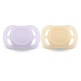 Комплект от 2 броя ортодонтични залъгалки за новородени, Ultra Start 0-2м, Philips AVENT -  Оранжево и Лилаво