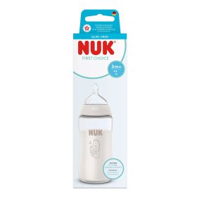NUK First Choice Стъклено шише 240мл. със силиконов биберон за хранене M - Морско конче 