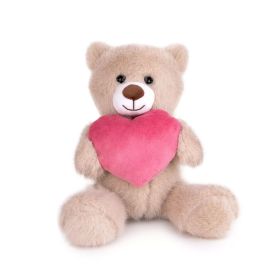 Плюшена играчка Мече със сърце - Розово 20 см
