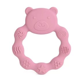 Силиконова бебешка гризалка Мече - тъмно розова