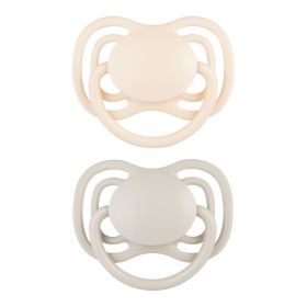 Комплект 2 броя симетрични силиконови залъгалки Dental Air NUDE, Cream 0–6 м – Canpol