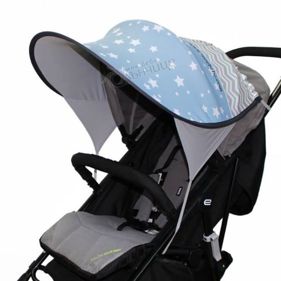 Дизайнерски двулицев сенник за бебешка количка с UV защита - Starry Dreams