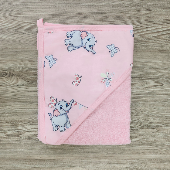 Бебешка хавлия Happy Elephant - pink