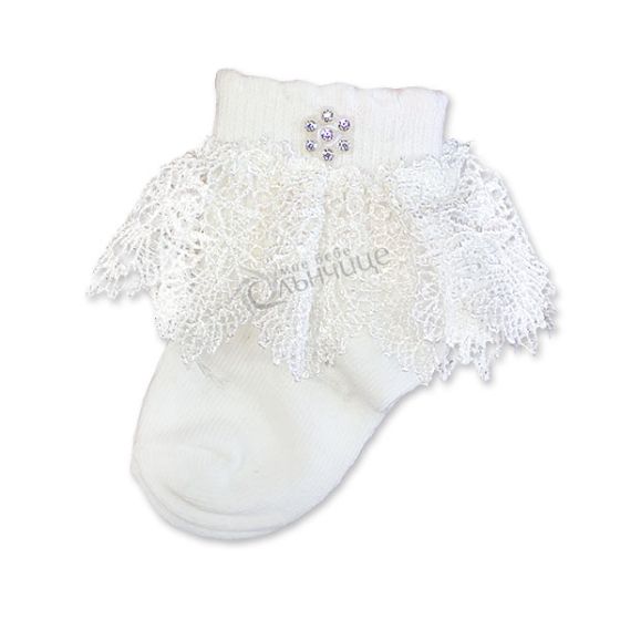 Бебешки чорапки с дантела