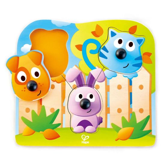 Бебешки дървен пъзел Животни, 4 части - Hape