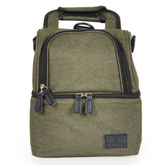 Чанта с две термо отделения за бебешки шишета, храна, пикник Aurora - цвят зелен