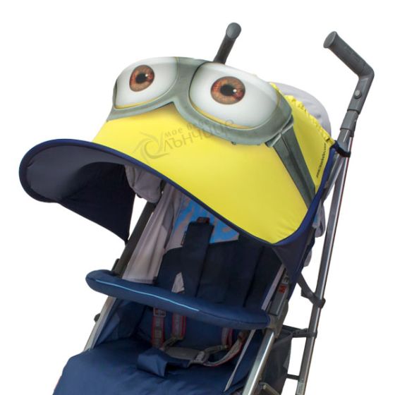 Дизайнерски двулицев сенник за бебешка количка с UV защита - Minion