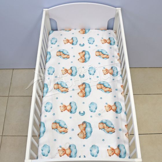 Долен чаршаф с ластик Blue Tedyy Bear