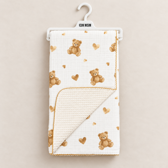 Двулицева муселинова пелена Vintage 100x100 см - Teddy bear