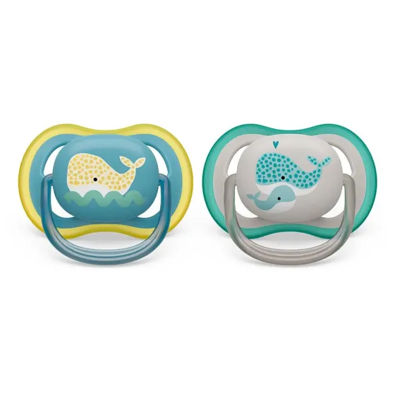 Комплект от 2 броя ортодонтични залъгалки, Ultra Air Night 18m+, Philips AVENT - Кит - Неутрални