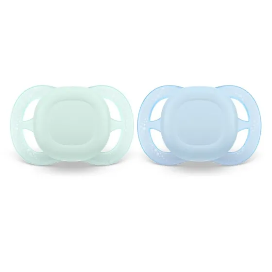 Комплект от 2 броя ортодонтични залъгалки за новородени, Ultra Start 0-2м, Philips AVENT - Синьо и Зелено