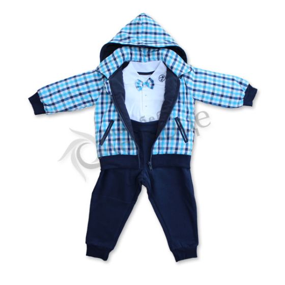 Комплект с яке от три части-68см - 3 до 6м-Син