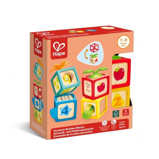 Комплект сензорни кубчета Числа, 4 части - Hape