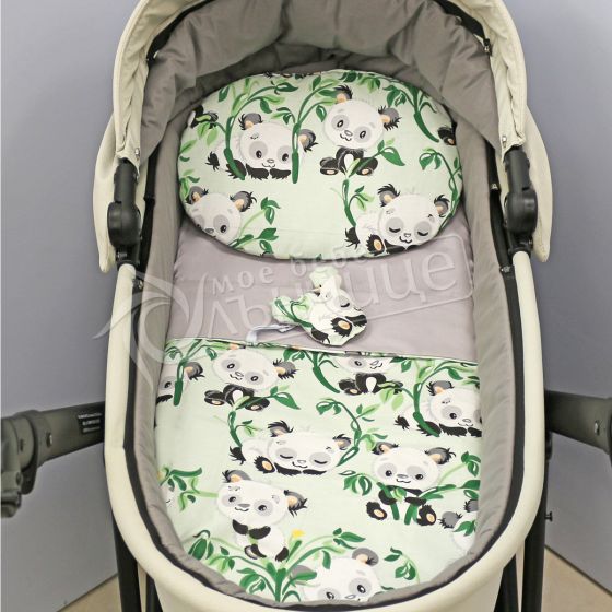 Двулицев летен комплект за количка - Green Panda