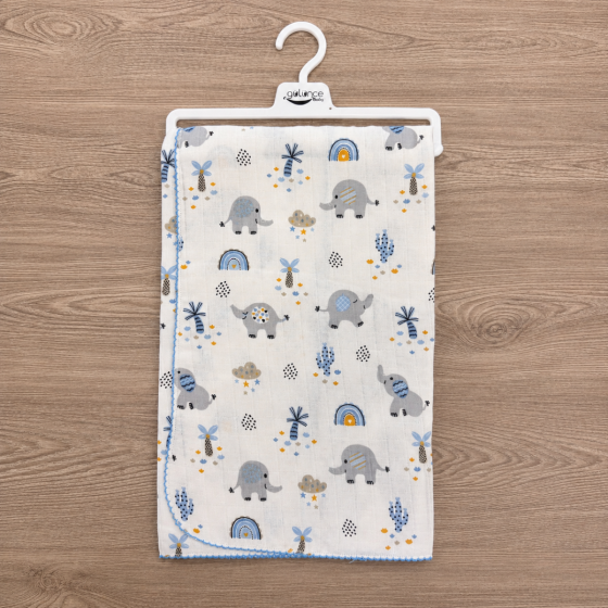 Муселинова пелена 85/90 см - Blue Elephants