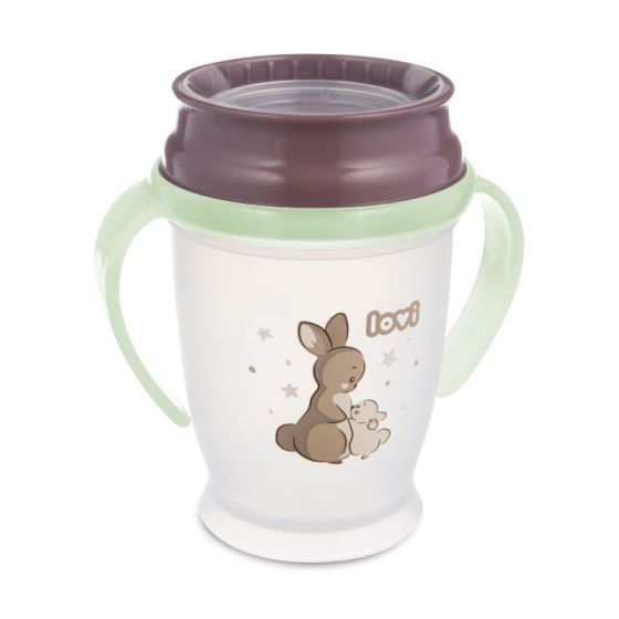 Неразливаща се чаша с дръжки 360° LOVI N&D Rabbit, 250 мл, 9м+