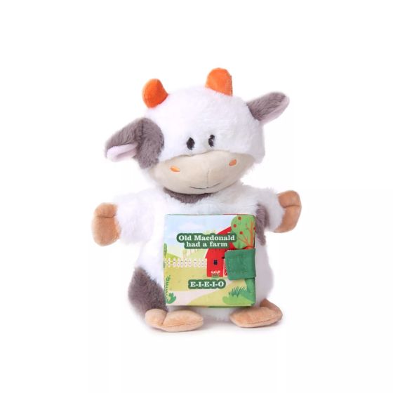 Петрушка плюшена крава с книжка Old MacDonald Had a Farm - 25 см