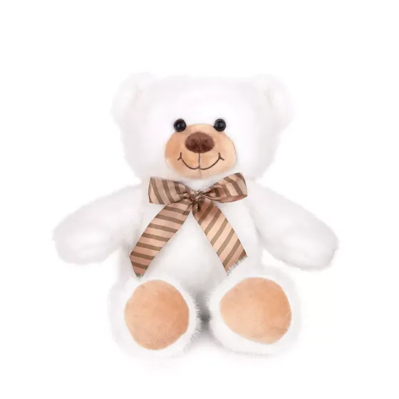 Плюшена играчка Мече с панделка - 25 см (Бяло)