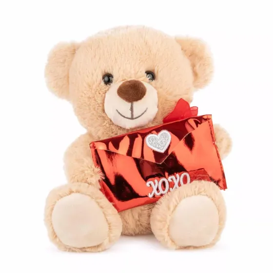 Плюшена играчка Мече с плик - Бежов 20см