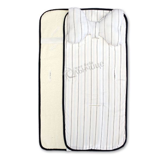 Подложка за количка с възглавница и хавлиен гръб - White