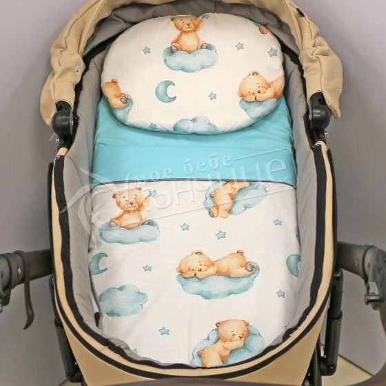 Пролетен комплект за количка - Blue Teddy Bear