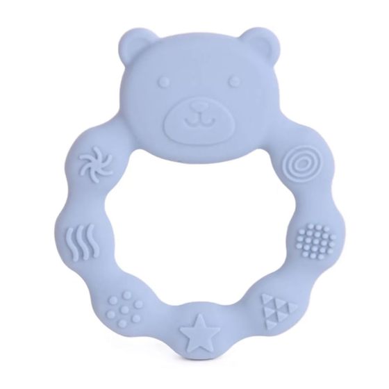 Силиконова бебешка гризалка Мече - синя