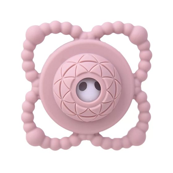 Силиконова бебешка гризалка с дрънкалка Светло Розова - Tedsy