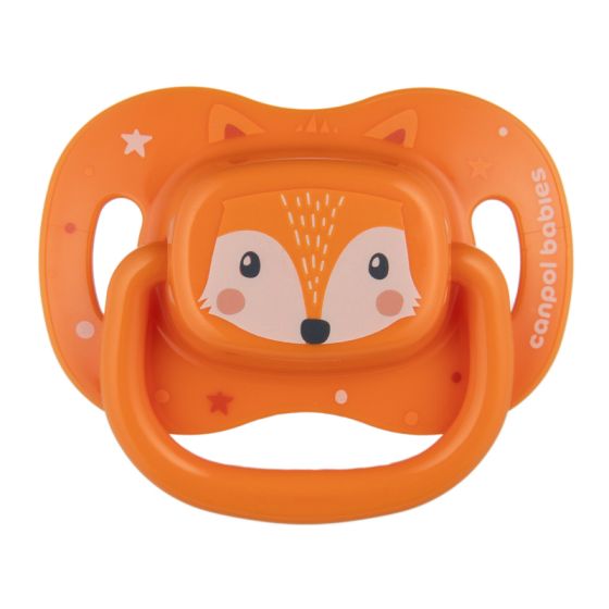 Силиконова симетрична залъгалка Canpol Babies - Cute Animals оранжева 6-18м
