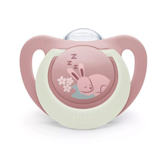 Силиконова залъгалка NUK First Choice Night Заек 0-6м. + кутийка 