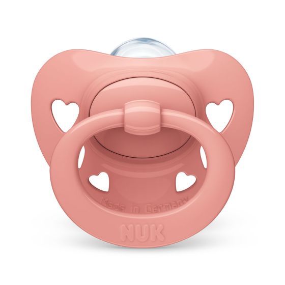 Силиконова залъгалка 0-6 м. розова NUK Signature + кутийка