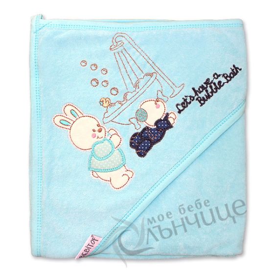 Бебешка хавлия BEBITOF - Зайче къпе мече